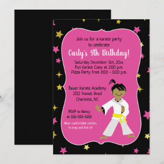 Karate Invitaciones de cumpleaños Cinturón Amarill
