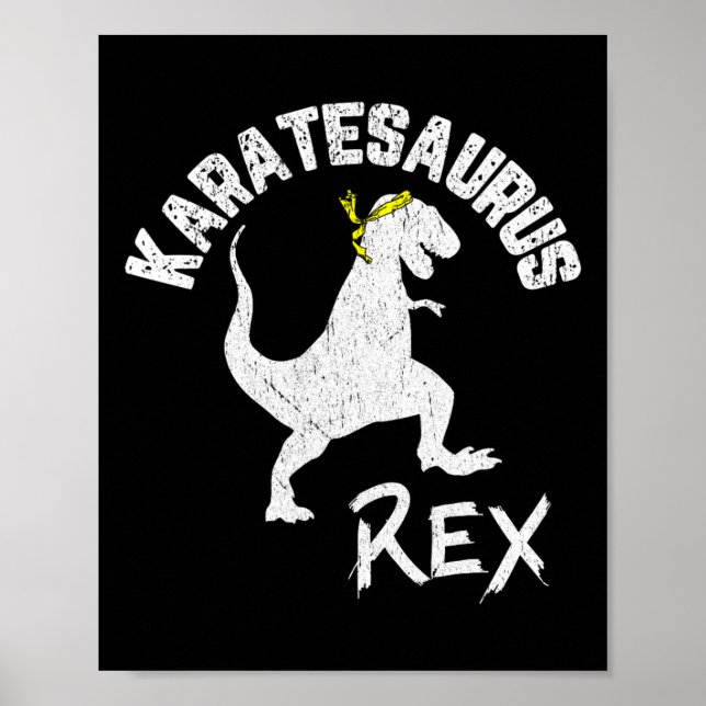 Karate Karatesaurus Rex Dinosaur Funny Arte Marcia (Frente)