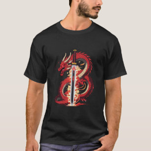 Katana de Dragón   Camiseta de Fuego de Anime para
