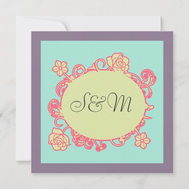 Katb islámico de la invitación del boda de la flor (Anverso)