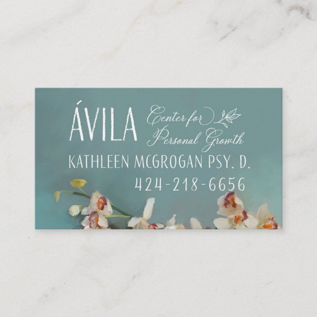 Kathy Personalizado tarjeta de visita Orquídea Azu (Anverso)