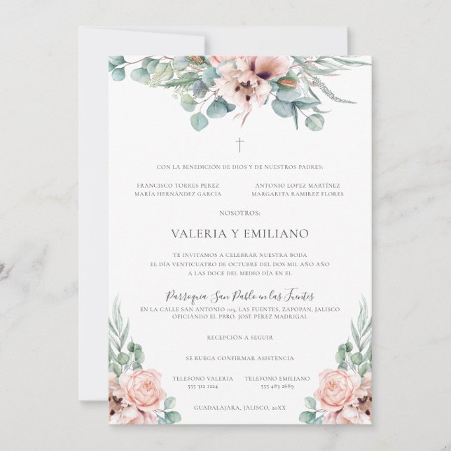Katrina Invitación de Boda Católica Boda formal (Anverso)