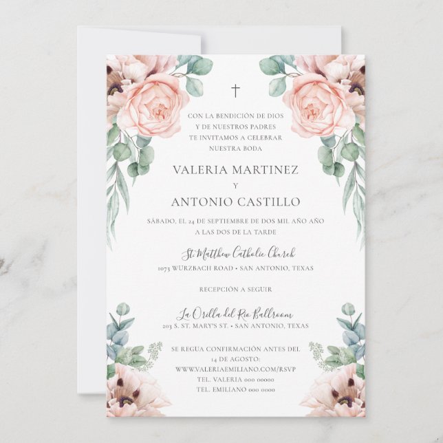 Katrina Invitación de Boda Católica Boda formal (Anverso)
