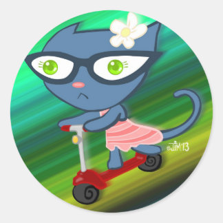 Kats con Glassez: Pegatinas de Blu Kitty Scooter
