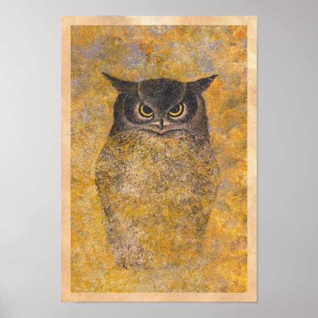 Katsuda Yukio Owl arte oriental oriental japonés (Frente)