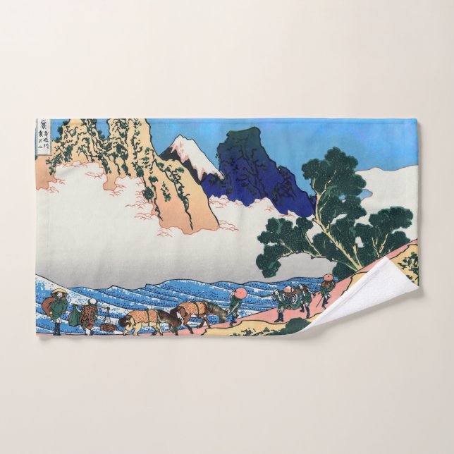 Katsushika Hokusai - Atrás de Fuji, río Minobu (Toalla de mano)