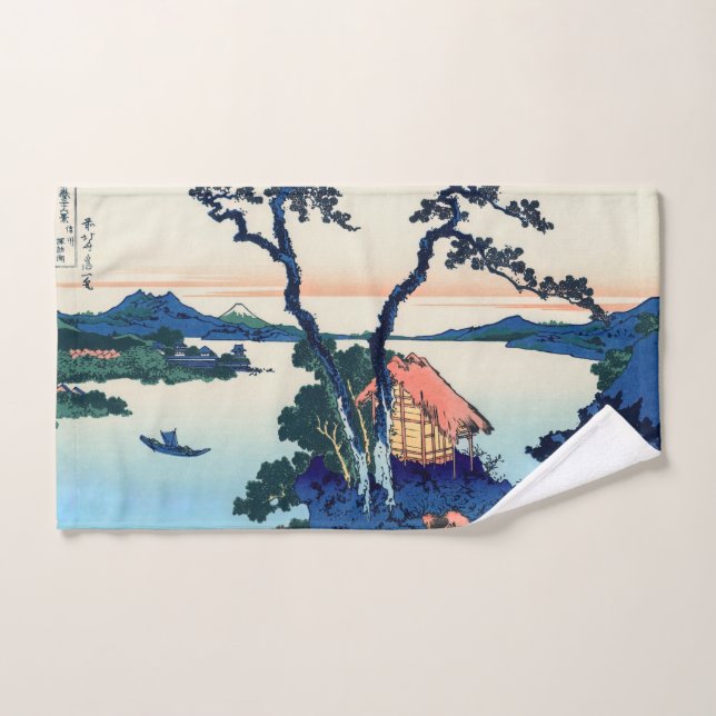 Katsushika Hokusai - Lago Suwa en la provincia de  (Toalla de mano)