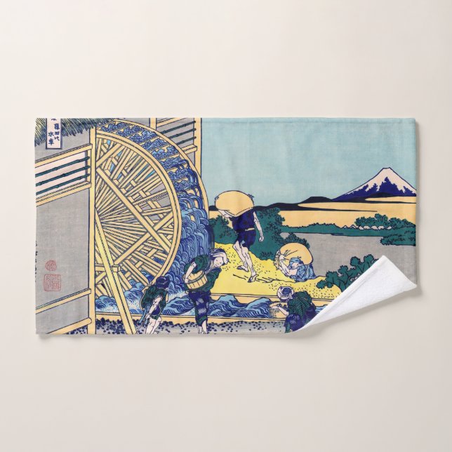 Katsushika Hokusai - Molino de agua en Onden (Toalla de mano)