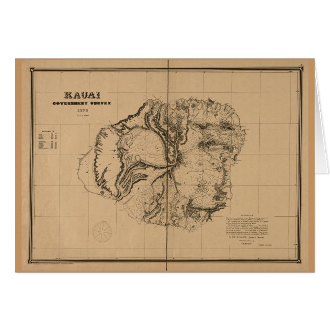 Kauai, 1878, mapa de Hawaii del vintage (Anverso (Horizontal))