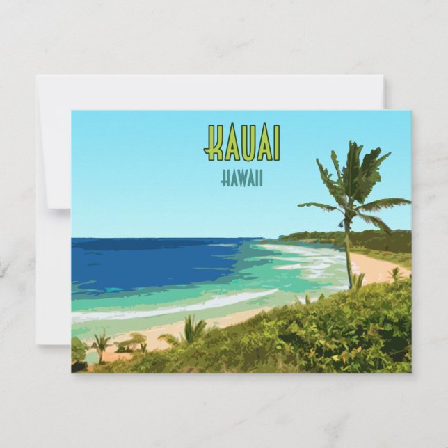 Kauai Hawaii Coast Beach Vintage Flat Card (Anverso)
