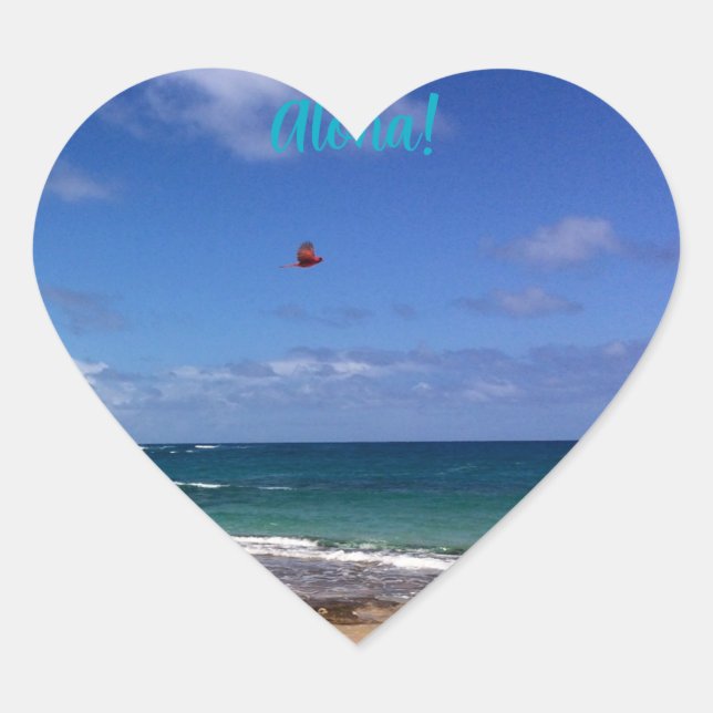 Kauai heart Aloha pegatina (Anverso)