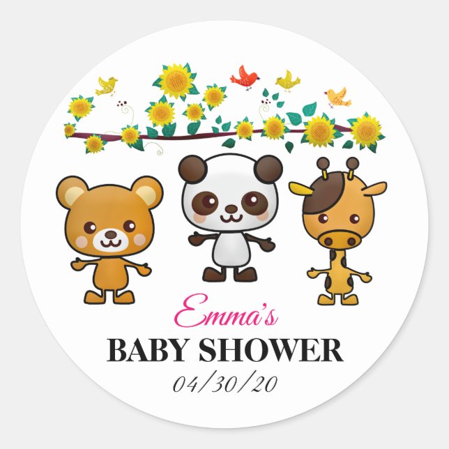 Kawaii Animales Baby Shower_GC - Pegatina (Anverso)