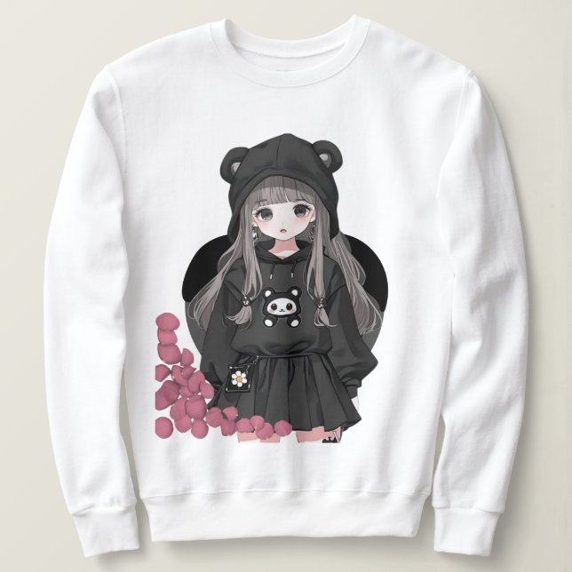 Kawaii Anime Chica Hoodie Sudadera Estética (Anverso del diseño)