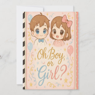 Kawaii Anime Invitación a revelar género.Oh Boy or