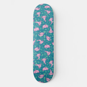 Kawaii Axolotl en el Skateboard Océano