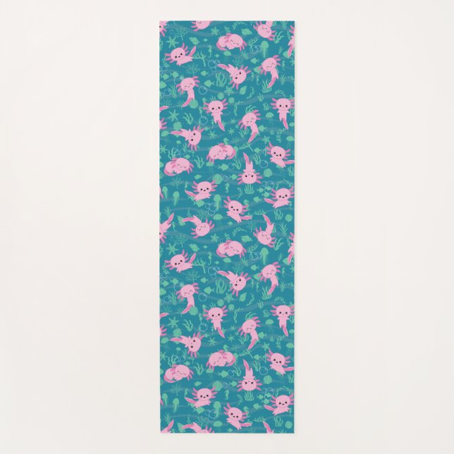 Kawaii Axolotl en Ocean Yoga Mat (Anverso)