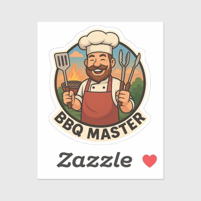 Kawaii BBQ Dad Grill Master's Day Pegatina (Hoja)