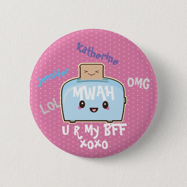 Kawaii BFF botón de amistad personalizado (Anverso)