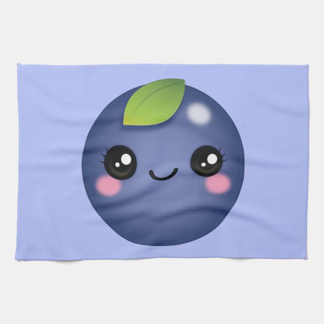 Kawaii Blueberry Kitchen Toalla (Horizontal)