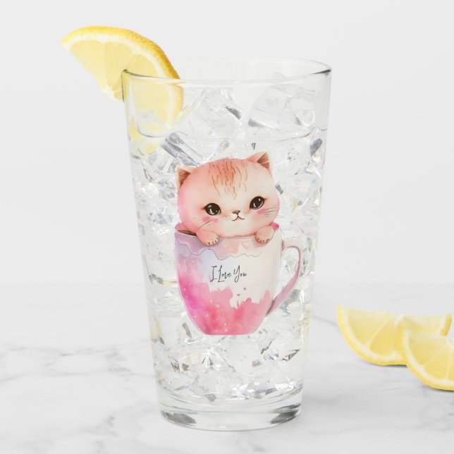 Kawaii Blushing Pink Chibi Cat (Anverso (hielo))