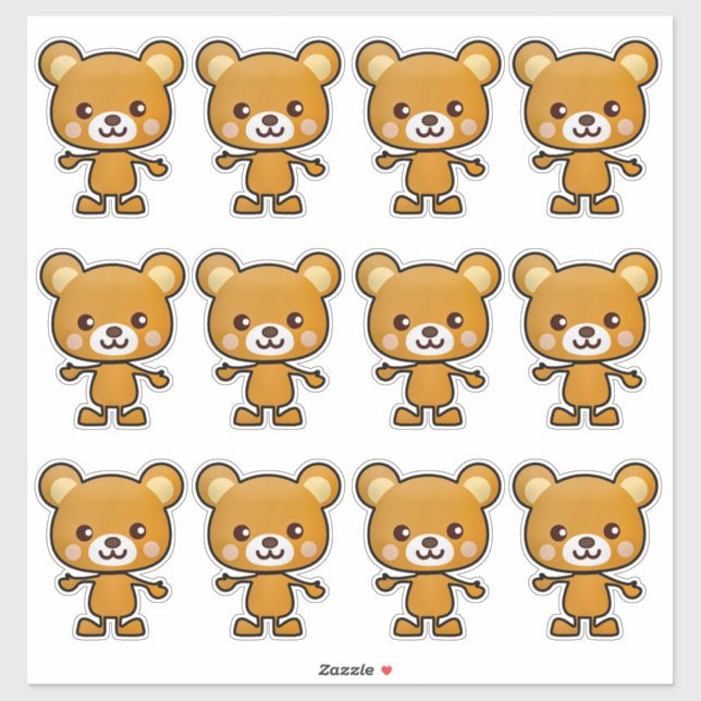 Kawaii Brown Bear_GC - Pegatina (Hoja)