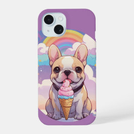 Kawaii Bulldog francés helado arcoiris