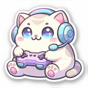 Kawaii Cat con Pegatina Pastel controlador de jueg