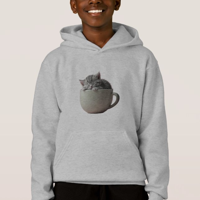 Kawaii Cat in Matcha Latte Cute Aesthetic Hoodie  (Anverso)