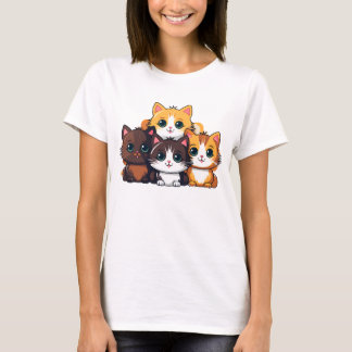 Kawaii Cat Pack – Camiseta de mujer de gatos de di