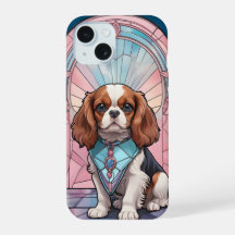 Kawaii Cavalier Rey Charles Pastel Vidrio Manchado