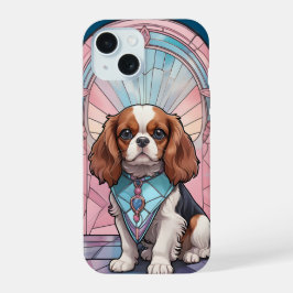 Kawaii Cavalier Rey Charles Pastel Vidrio Manchado