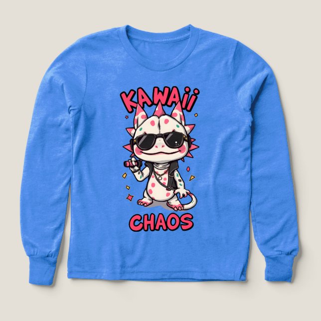 Kawaii Chaos Cool Axolotl Sunglasses LeatherJacket (Diseño frontal)