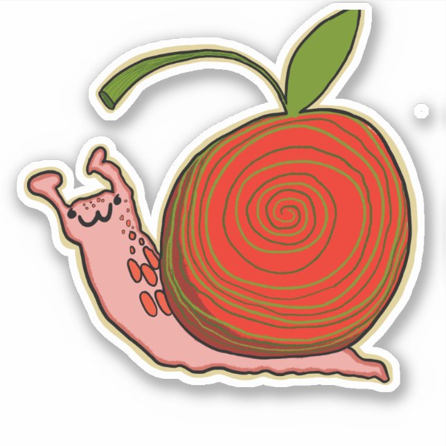 Kawaii Cherry Snail Pegatina (Anverso)