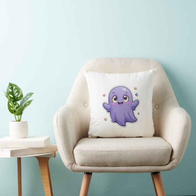 Kawaii Cojín decorativo fantasma púrpura cute Hall (Silla)