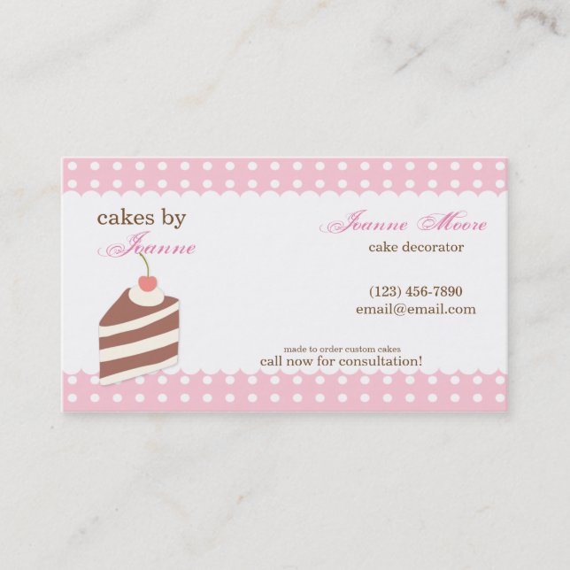 Kawaii CUTE Cake Bakery Tarjeta de presentación (Anverso)