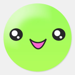 Kawaii El Azúcar Dots Lime Feliz Pegatina Face