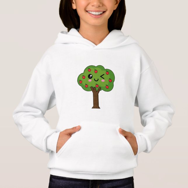 Kawaii feliz árbol de manzanas (Anverso)