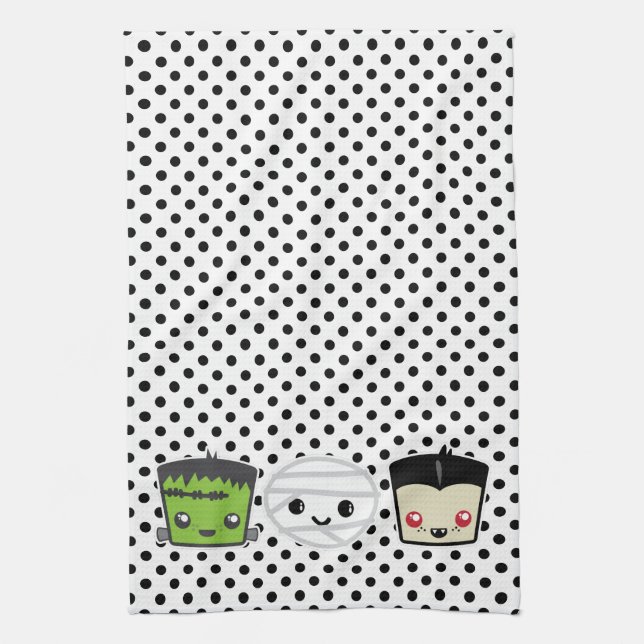 Kawaii Frankenstein Mummy Dracula Kitchen Toalla (Vertical)