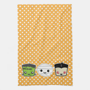 Kawaii Frankenstein Mummy Dracula Kitchen Toalla