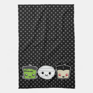 Kawaii Frankenstein Mummy Dracula Kitchen Toalla