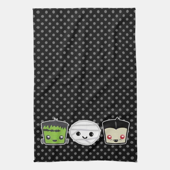 Kawaii Frankenstein Mummy Dracula Kitchen Toalla (Vertical)