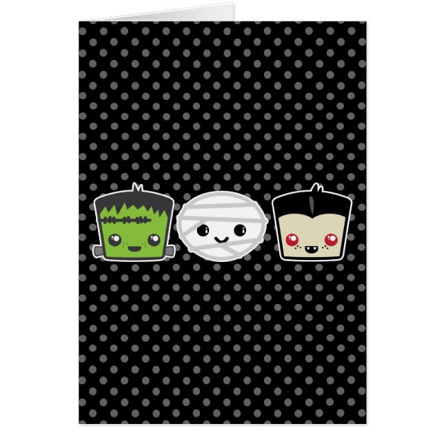 Kawaii Frankenstein Mummy Dracula Tarjeta de Nota (Frente)