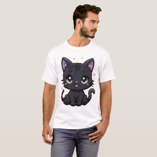 Kawaii Galaxy Gato Negro Magical Cute Camiseta Kit