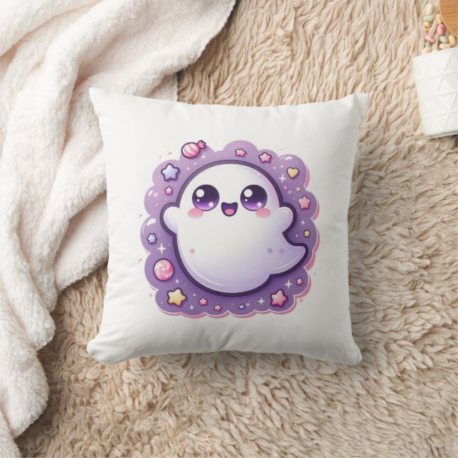 Kawaii Ghost Cojín decorativo Cute Pastel Hallowee (Manta)