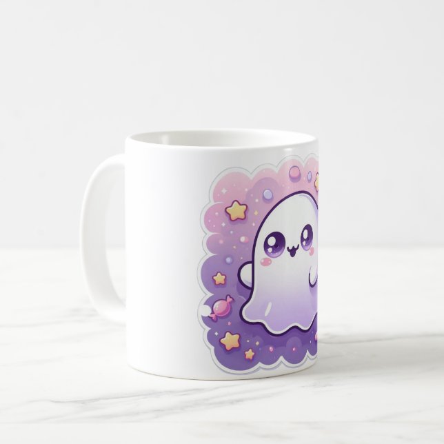 Kawaii Ghost Mug Cute Pastel Halloween Copa (Anverso izquierdo)