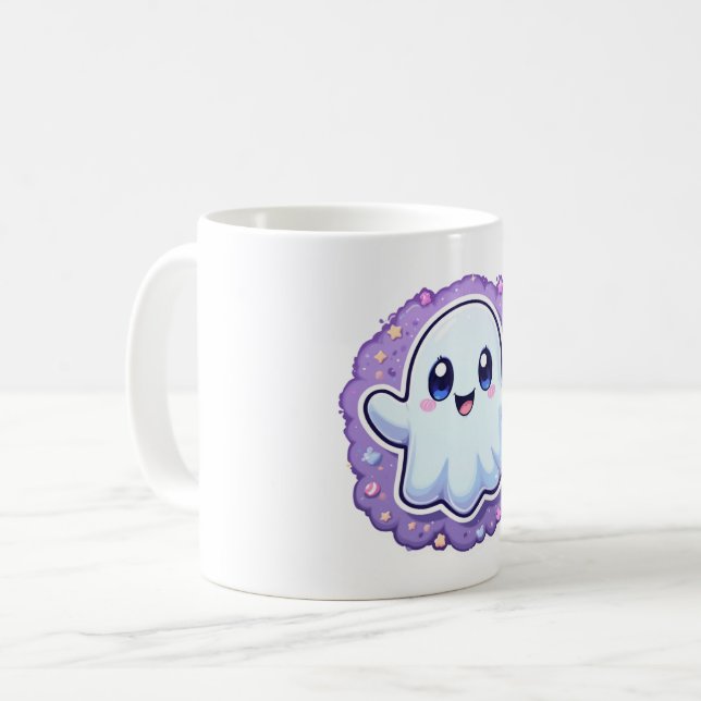 Kawaii Ghost Mug Cute Pastel Halloween Copa (Anverso izquierdo)