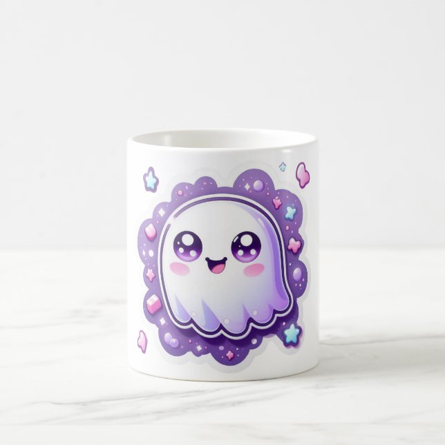 Kawaii Ghost Mug Cute Pastel Halloween Copa (Centro)