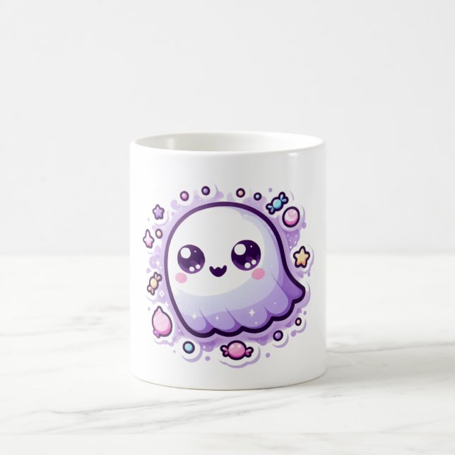 Kawaii Ghost Mug Cute Pastel Halloween Copa (Centro)