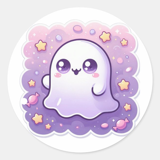 Kawaii Ghost Pegatina Cute Pastel Spooky Charm (Anverso)