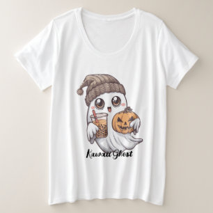 Kawaii Ghost T-Shirt - Gorra acogedor, té Boba y c